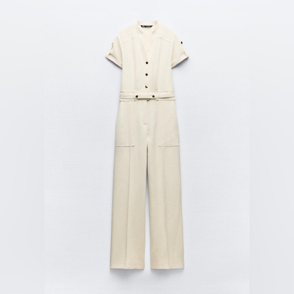 Zara Belted Jumpsuit With Gold Buttons. New With Tags. - Picture 7 of 11